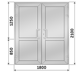 Двухстворчатая дверь глухая SCHÜCO 1800x2100