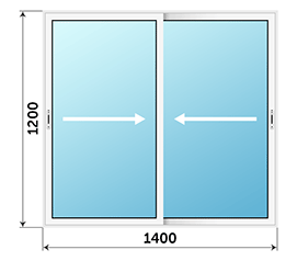 Двухстворчатое окно AGS 1400x1200