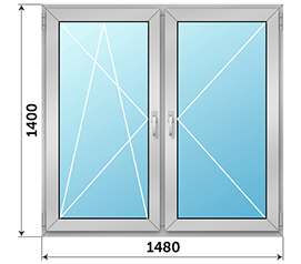 Двухстворчатое окно Provedal 1480x1400